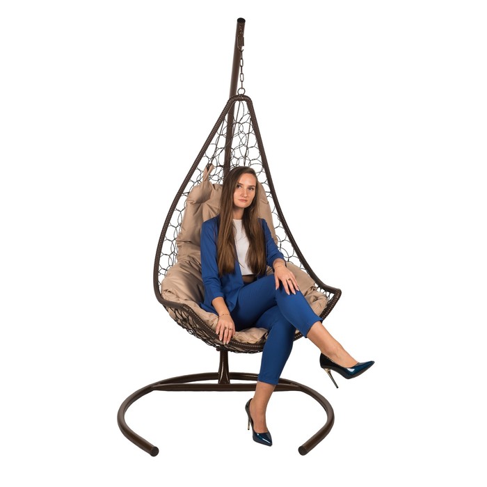 Подвесное кресло Wind Brown бежевая подушка подвесное кресло из ротанга wind brown бежевая подушка