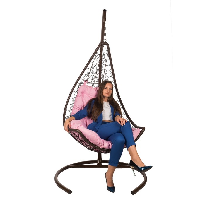 Подвесное кресло Wind Brown розовая подушка подвесное кресло из ротанга wind brown розовая подушка со стойкой