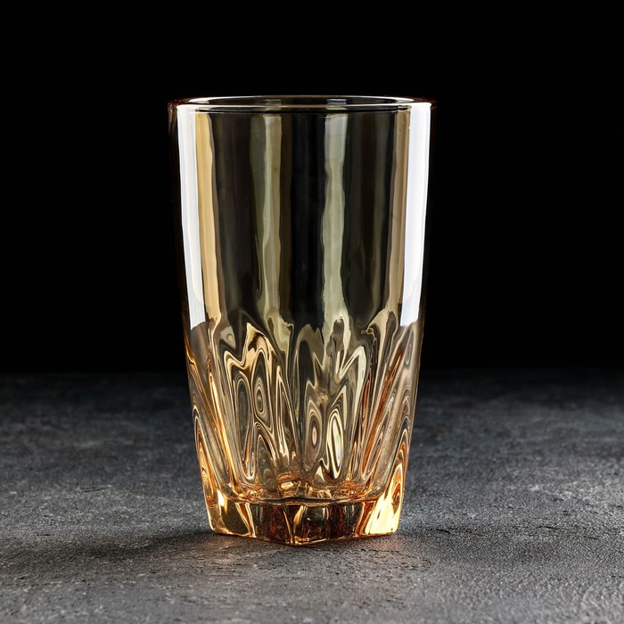 стакан 420 мл unigood стеклянный hm dg50 Стакан стеклянный «Лава», 420 мл, цвет золотой