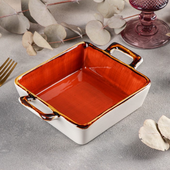Блюдо для запекания «Терракот», 18,5×14×4,5 см, цвет оранжевый