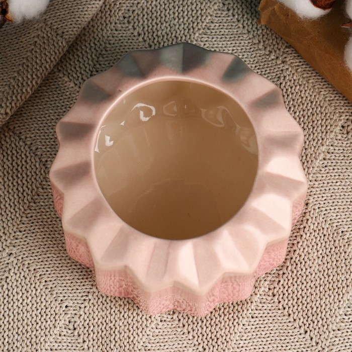 Кашпо керамическое розовое 11*11*9 см