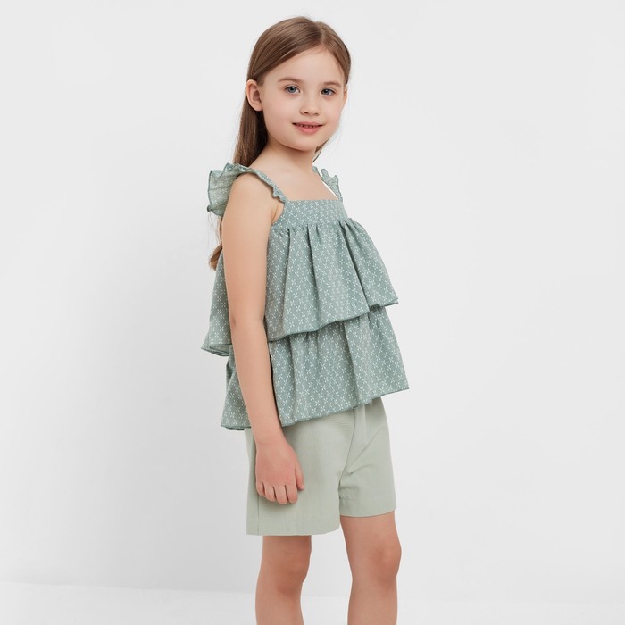 фото Топ для девочки minaku: cotton collection цвет оливковый, рост 122