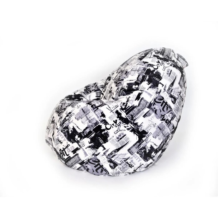 фото Кресло-мешок «стади», размер 80x130 см, велюр, черно-белый wowpuff