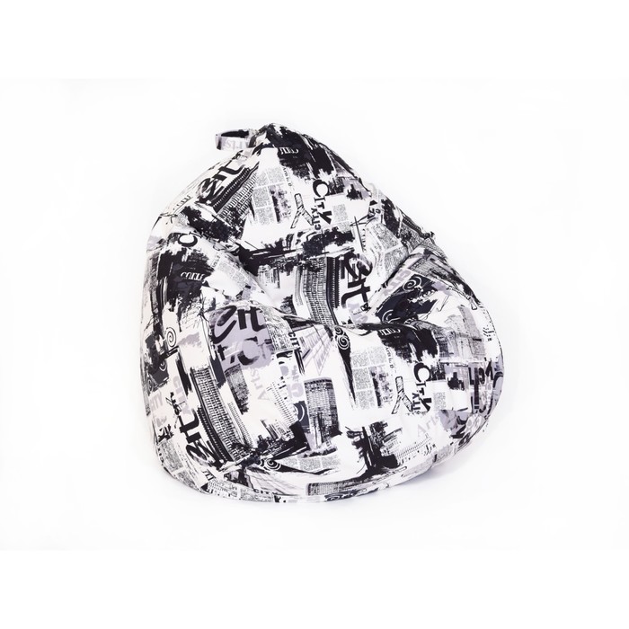 фото Кресло-мешок «юниор», размер 75x100 см, велюр, черно-белый wowpuff