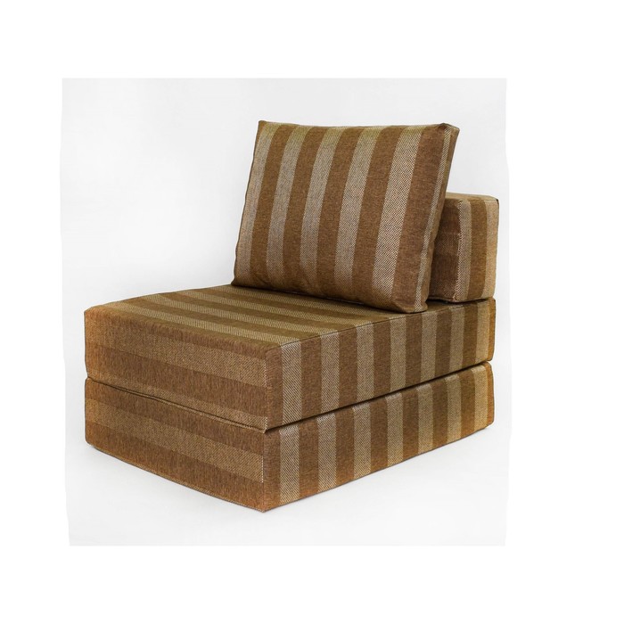Бескаркасное кресло-кровать «Окта», размер 75x100x75 см, рогожка, коричневая полоса