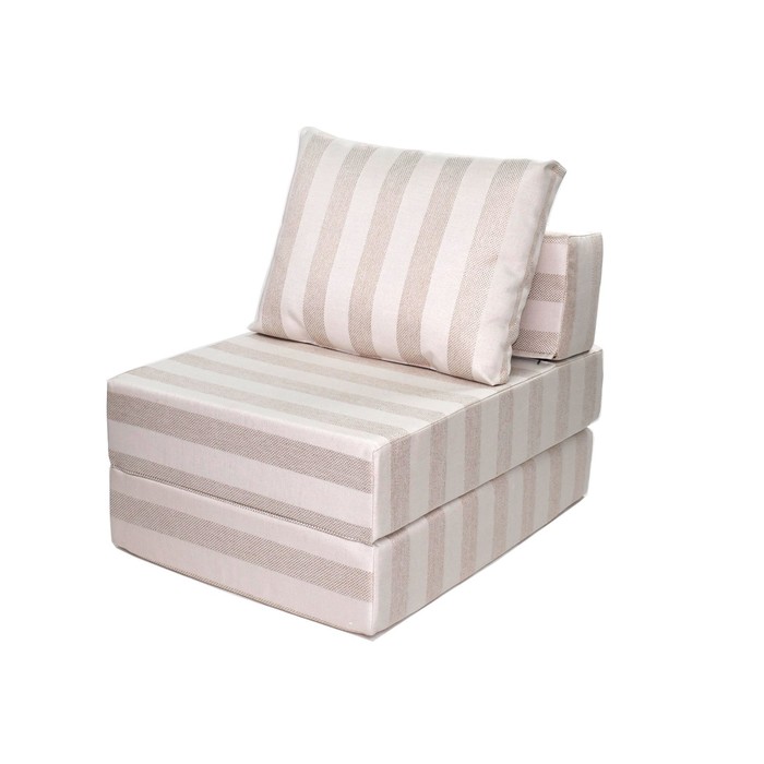 Бескаркасное кресло-кровать «Окта», размер 75x100x75 см, рогожка, молочная полоса