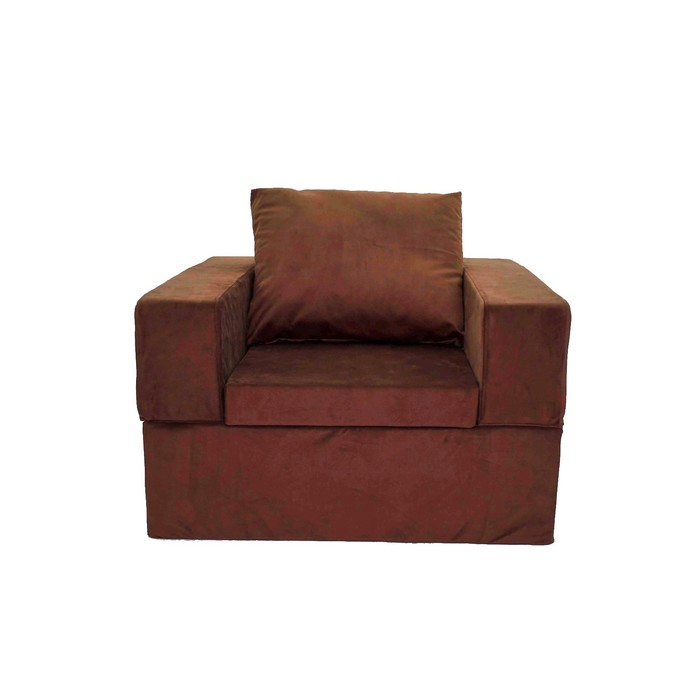 фото Кресло перекидное с банкеткой «портер», размер 100x100x90 см, велюр, шоколад wowpuff