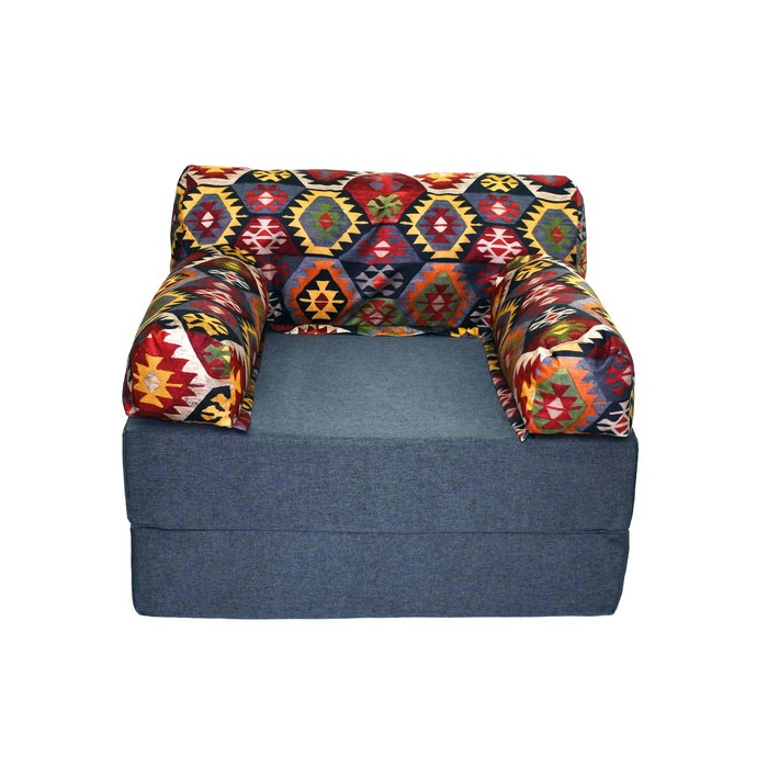 Бескаркасное кресло-кровать-пуф «Вики», размер 100x100x75 см, рогожка, велюр
