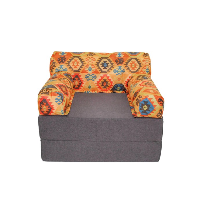 фото Бескаркасное кресло-кровать-пуф «вики», размер 100x100x75 см, рогожка, велюр wowpuff