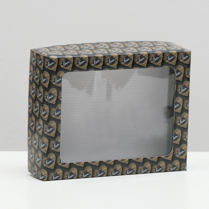 Коробка крышка-дно Love, с окном, 18 х 15 х 5 см коробка самосборная крышка дно с окном лучший во всём 14 5 х 14 5 х 6 см