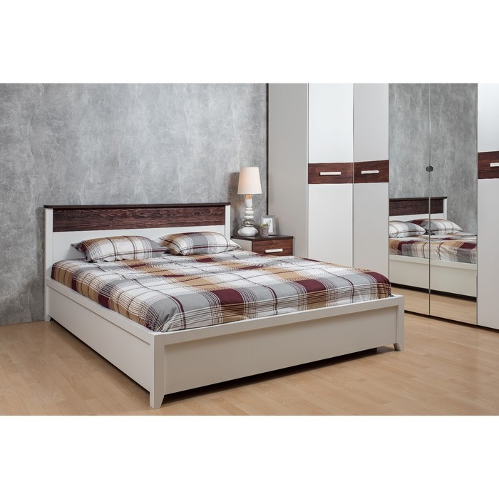 Кровать «Норвуд 32», 1600 × 2000 мм, без основания, цвет белый / орех шоколадный