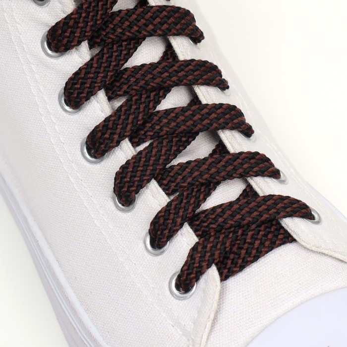 Шнурки для обуви плоские, 10 мм, 100 см, цвет тёмно-коричневый