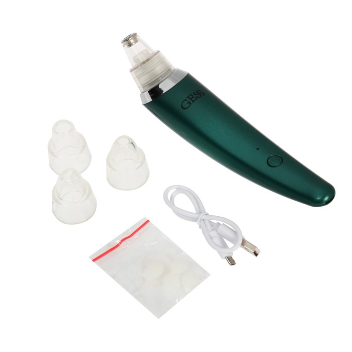 Прибор для вакуумной чистки лица и шлифовки GESS-630 Shine, 4 насадки, зелёный прибор для вакуумной чистки лица