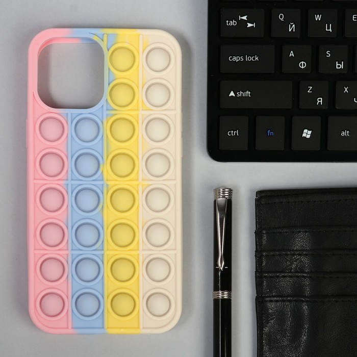 

Чехол POP IT, для iPhone 12 Pro MAX, силиконовый, разноцветный