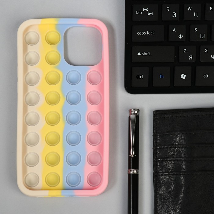

Чехол POP IT, для iPhone 12 Pro MAX, силиконовый, разноцветный
