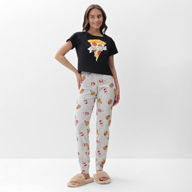 Пижама женская (футболка и брюки) KAFTAN Pizza р. 44-46, черный