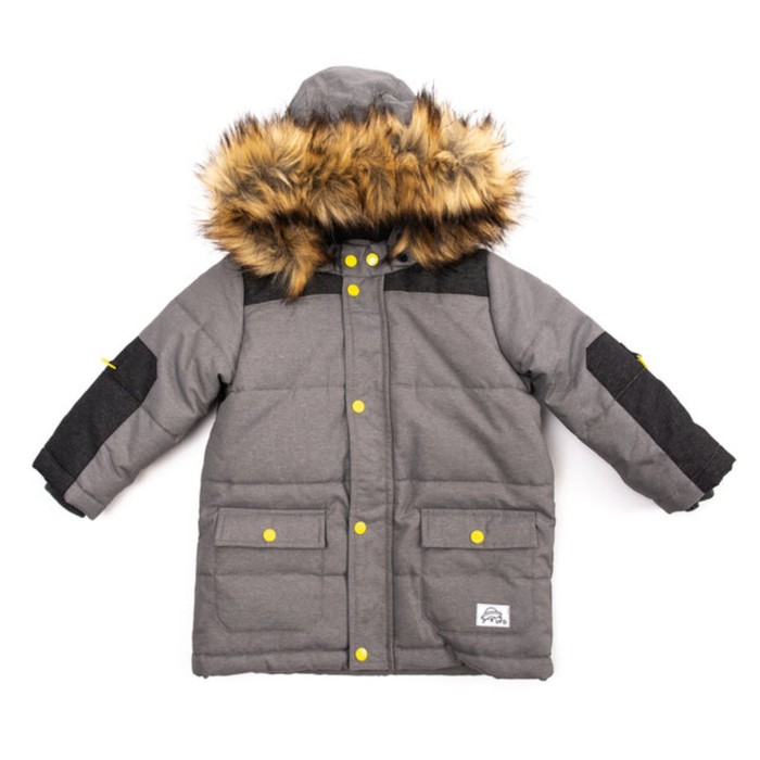фото Зимняя куртка серого цвета для мальчика, рост 98 см playtoday