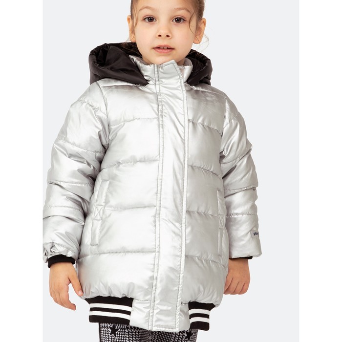 Зимняя куртка цвета металлик для девочки, рост 98 см