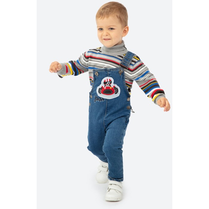 фото Полукомбинезон джинсовый для мальчика, рост 74 см playtoday