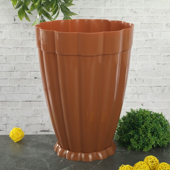 Горшок для цветов 4,5 л "Фантастика", поддон, цвет коричневый