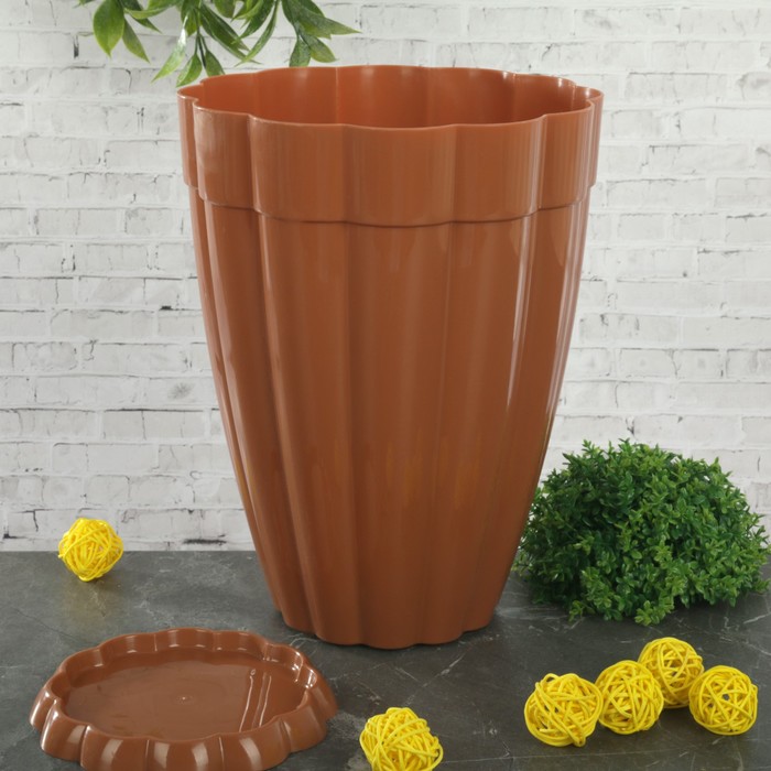 Горшок для цветов 4,5 л "Фантастика", поддон, цвет коричневый