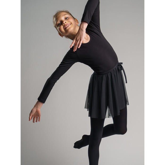 фото Юбка для девочки гимнастическая с запахом, рост 122 см, цвет черный playtoday