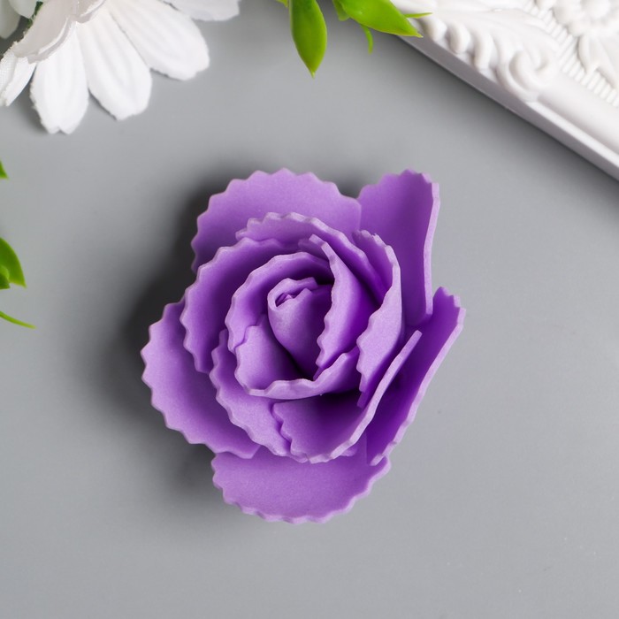 Декор для творчества Фиолетовая роза с волнистыми лепестками d=5 см