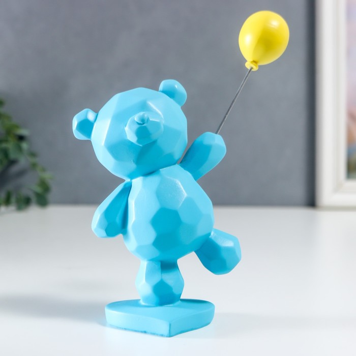 Сувенир полистоун 3D "Медвежонок с воздушным шариком" голубой 21,4х6х10 см