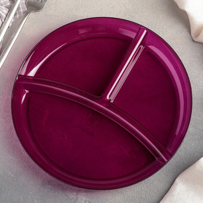 Менажница 24 см "Фреш", 3 секции, цвет гранат