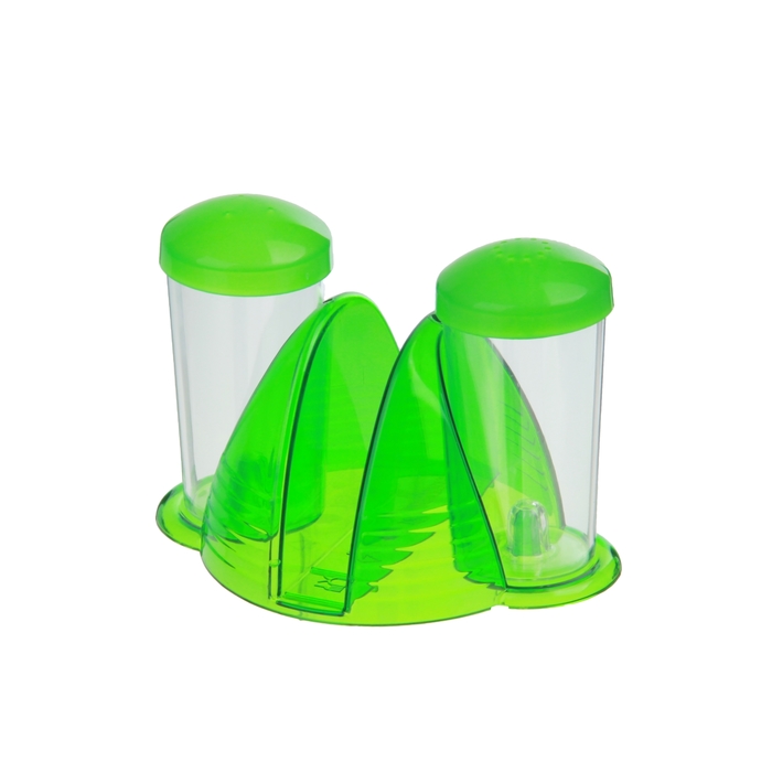 Набор для специй "Фреш", 2 предмета на подставке с салфетницей, цвет зеленое яблоко