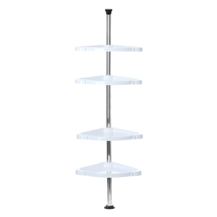 Полка угловая распорная "Стелла" (высота 182-202 см), цвет снежно-белый