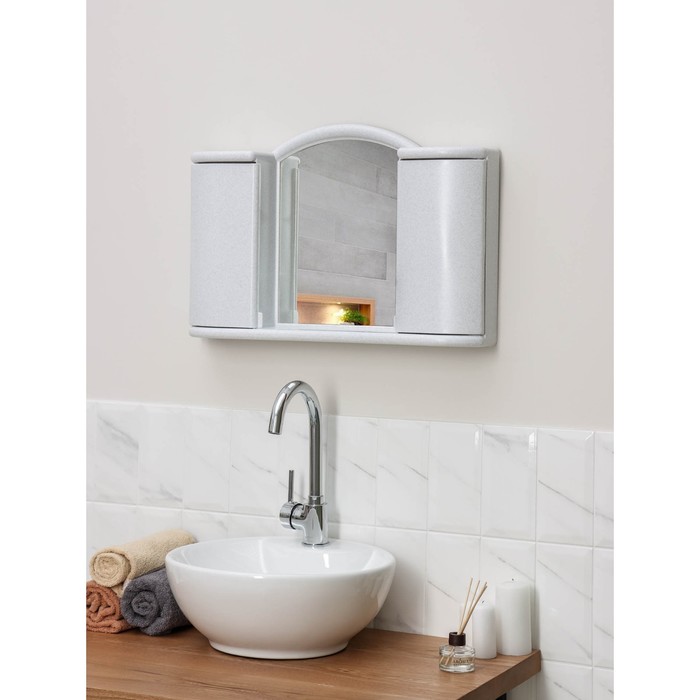 Шкафчик зеркальный для ванной комнаты «Арго», цвет белый мрамор аксессуары для ванн беросси шкафчик зеркальный арго