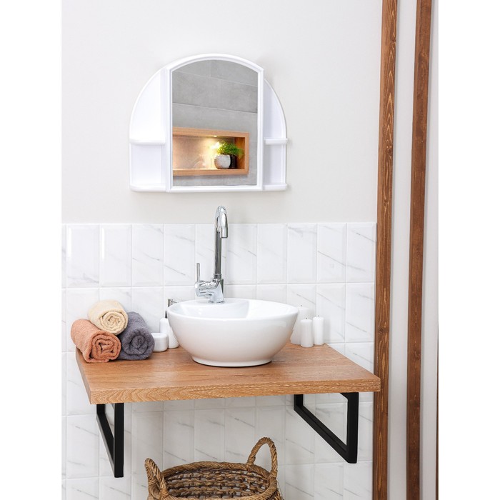 фото Шкафчик для ванной комнаты с зеркалом «орион», цвет снежно-белый berossi
