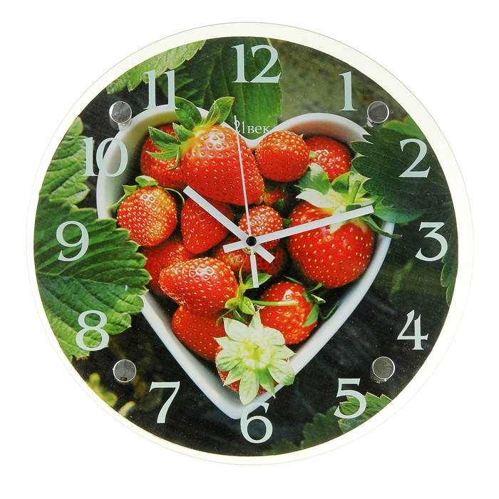 Часы настенные круглые "Клубника" 30х30 см микс