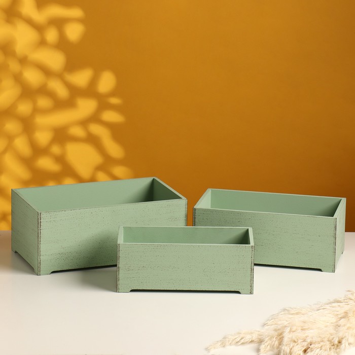 

Набор ящиков деревянных "Прованс" 3 в 1 (25х14,5х10; 23х12,5х9; 21х10х8)см оливковый