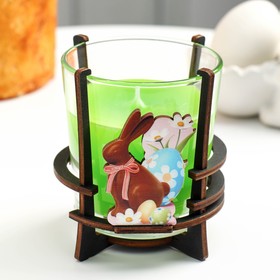 Свеча пасхальная в стакане ароматическая "Пасхальный кролик", 10х9,5 см, 290 г, яблоко