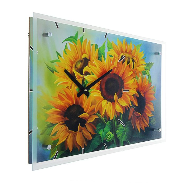 Часы настенные прямоугольные "Подсолнухи", 35х60 см