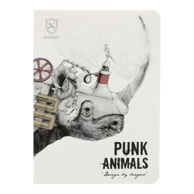 

Блокнот А6, 24 листа в клетку, 105 х 142 мм, Landuo PUNK ANIMALS, сшивка, МИКС 4 вида