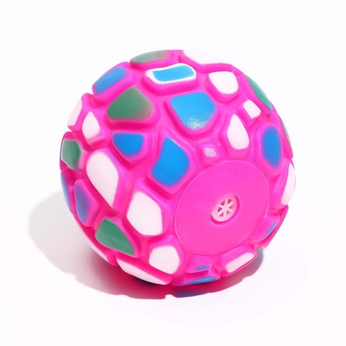 фото Игрушка пищащая "мяч-пятнашка" для собак, 7 см, розовая пижон