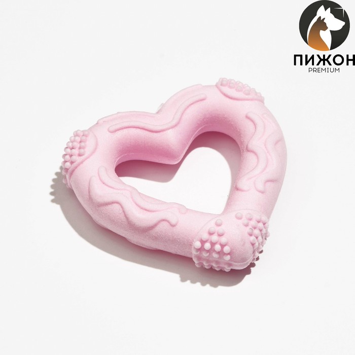 Игрушка плавающая для собак Волны сердца Пижон Premium, вспененный TPR, 6,7 см, розовая