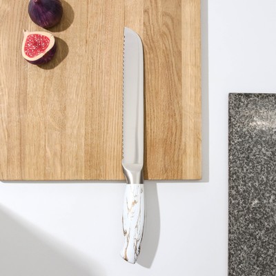 Нож кухонный Доляна Zeus, хлебный, 20 см, цвет белый