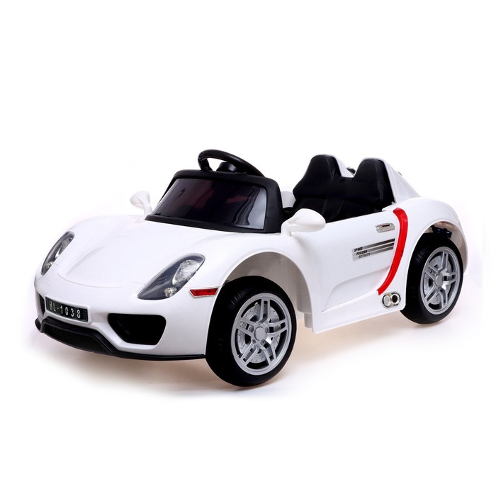 Электромобиль Spyder, кожаное сидение, EVA колеса, цвет белый электромобиль range rover evoque eva колеса кожаное сидение цвет белый