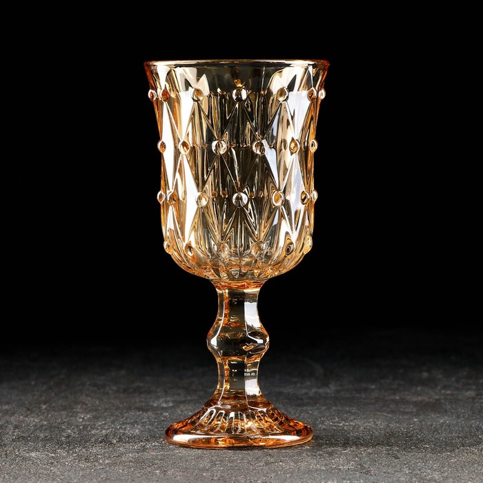Бокал стеклянный для вина «Афродита», 280 мл, 8×16,5 см, цвет золотой бокал стеклянный для вина magistro золотой лист 300 мл 7×19 5 см