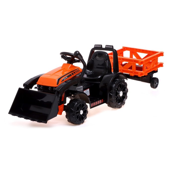 Электромобиль «Трактор», с прицепом, цвет оранжевый