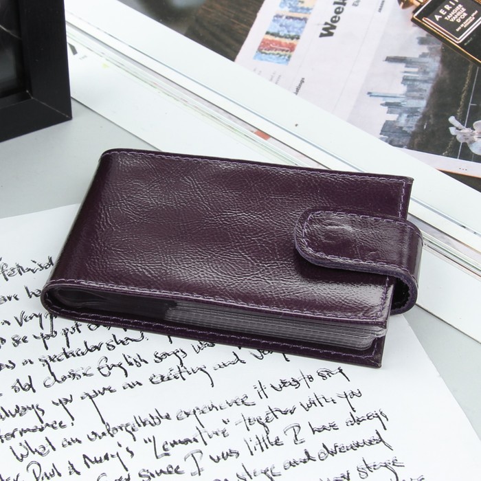 Визитница, 1 ряд, 18 листов, наплак, цвет фиолетовый