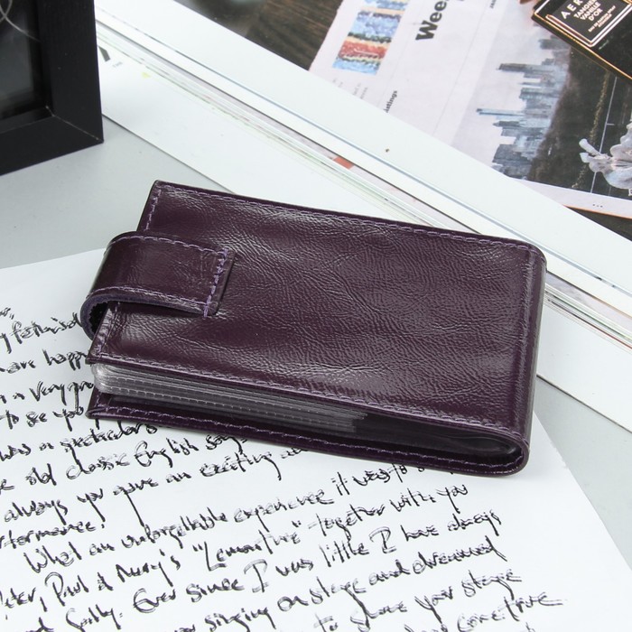 Визитница, 1 ряд, 18 листов, наплак, цвет фиолетовый