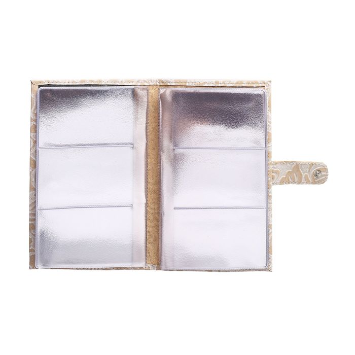 Визитница на кнопке, 3 ряда, 24 листа, бежевый пион