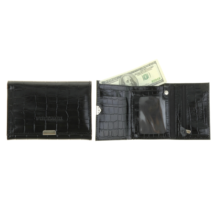 Портмоне женское, 1 отдел для купюр, для кредитных карт, цвет чёрный