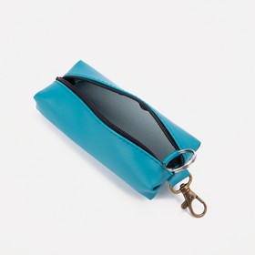 

Ключница на молнии, длина 13 см, металлическое кольцо, цвет голубой
