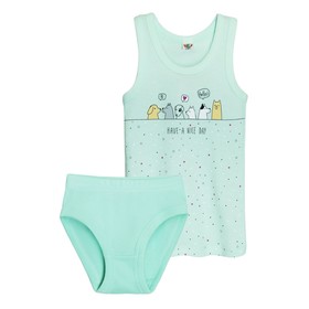 

Комплект: майка и трусы для девочки, рост 86 см, цвет светло - мятный/мятный